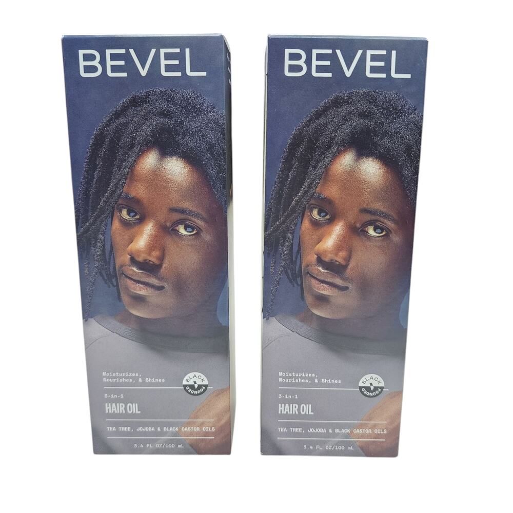 Bevel 3-in-1 Hair Oil x2 NEW Pump Bottles Tea Tree Jojoba Black Castor Oils NIB
